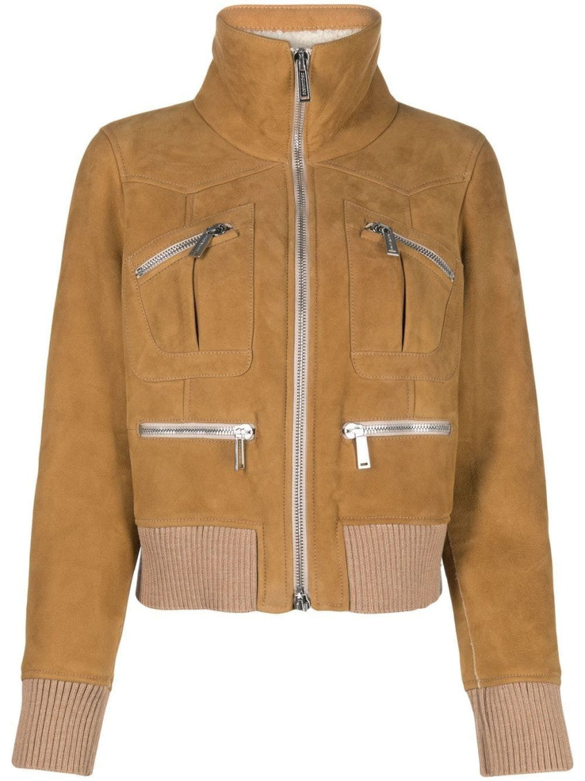 Light Brown Zipped-up Bomber Jacket 1