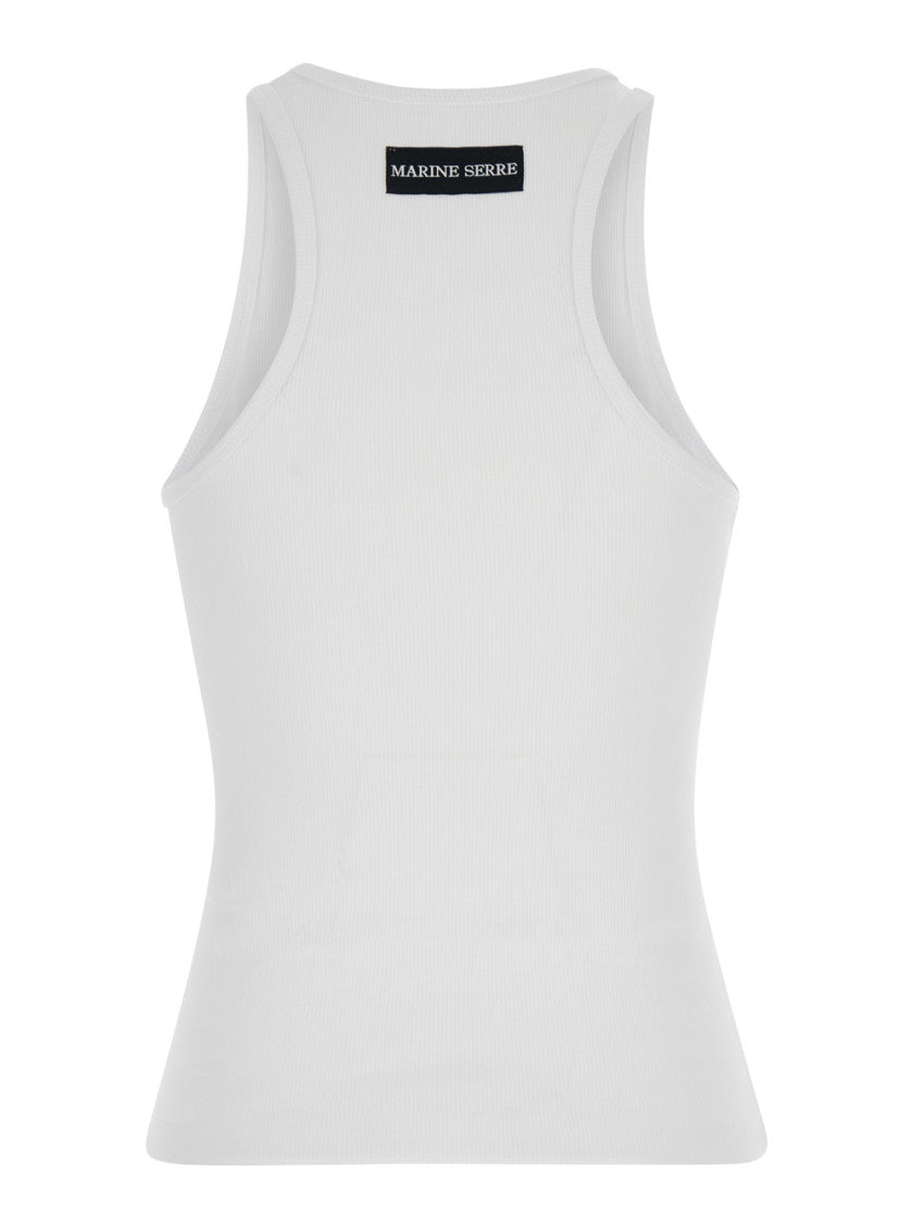 White Organic Cotton Ribbed Tank Top 2