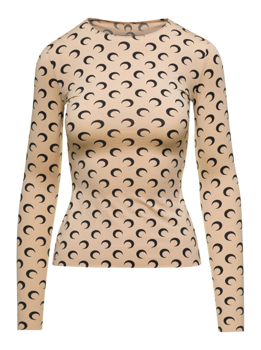 Beige 'Moon Printed Jersey' Top 1