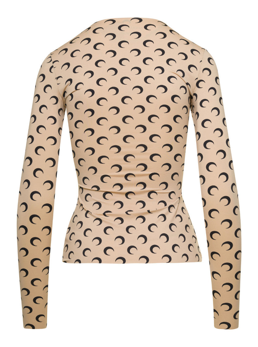 Beige 'Moon Printed Jersey' Top 2