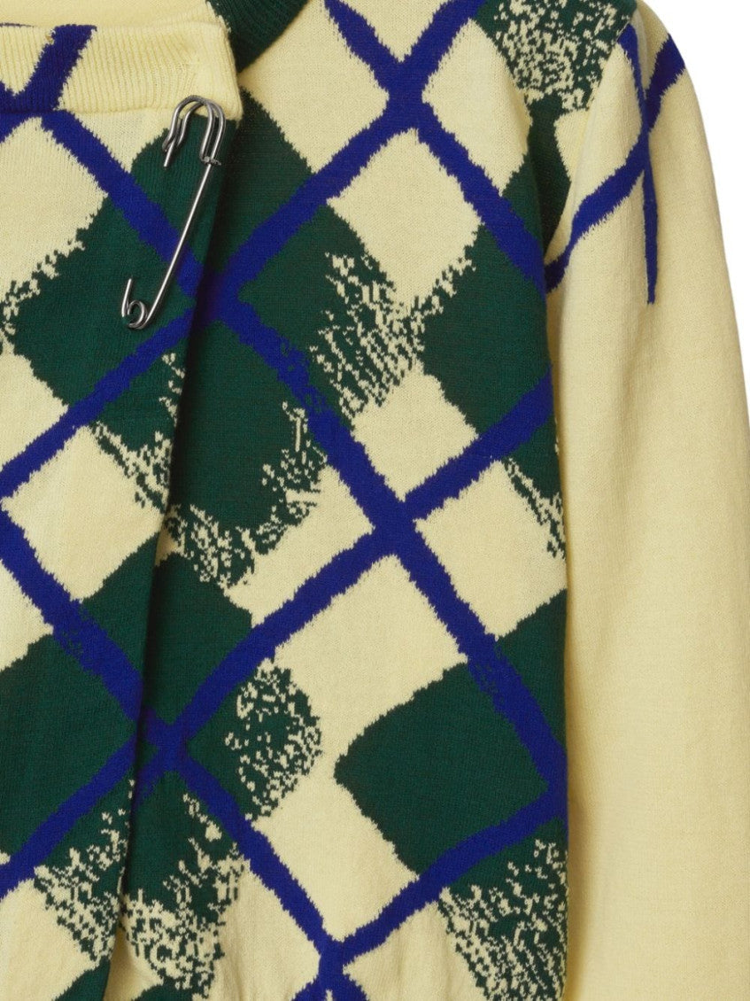 Multicolor Argyle-intarsia Cropped Cotton Jumper 4