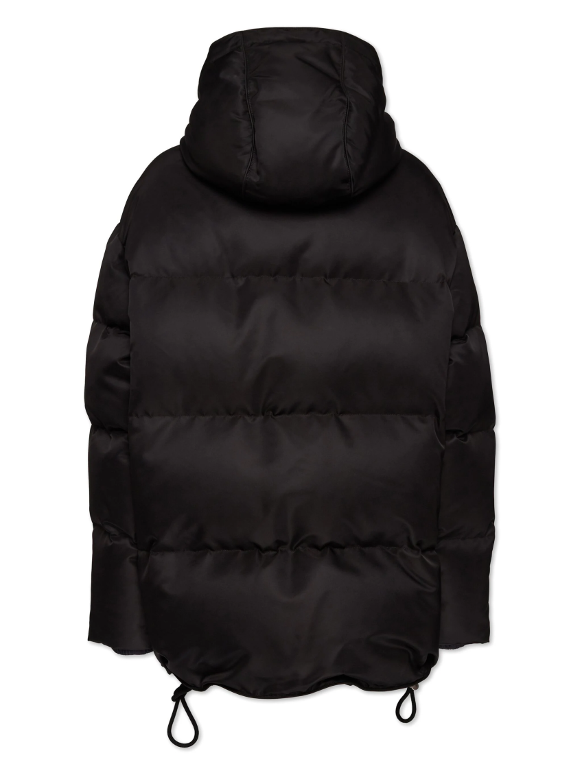Black Quilted Hooded Jacket 2