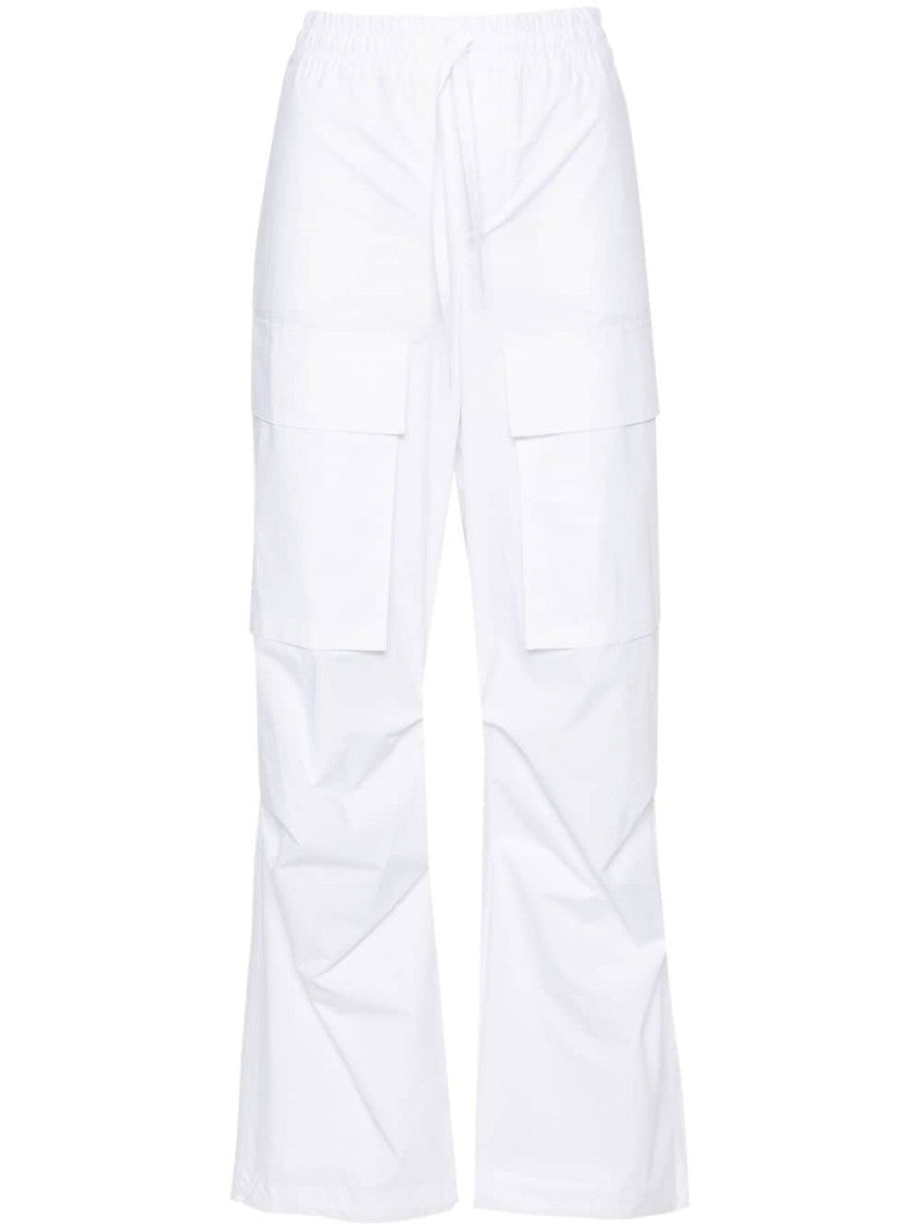 White straight-leg cotton cargo trouser 1