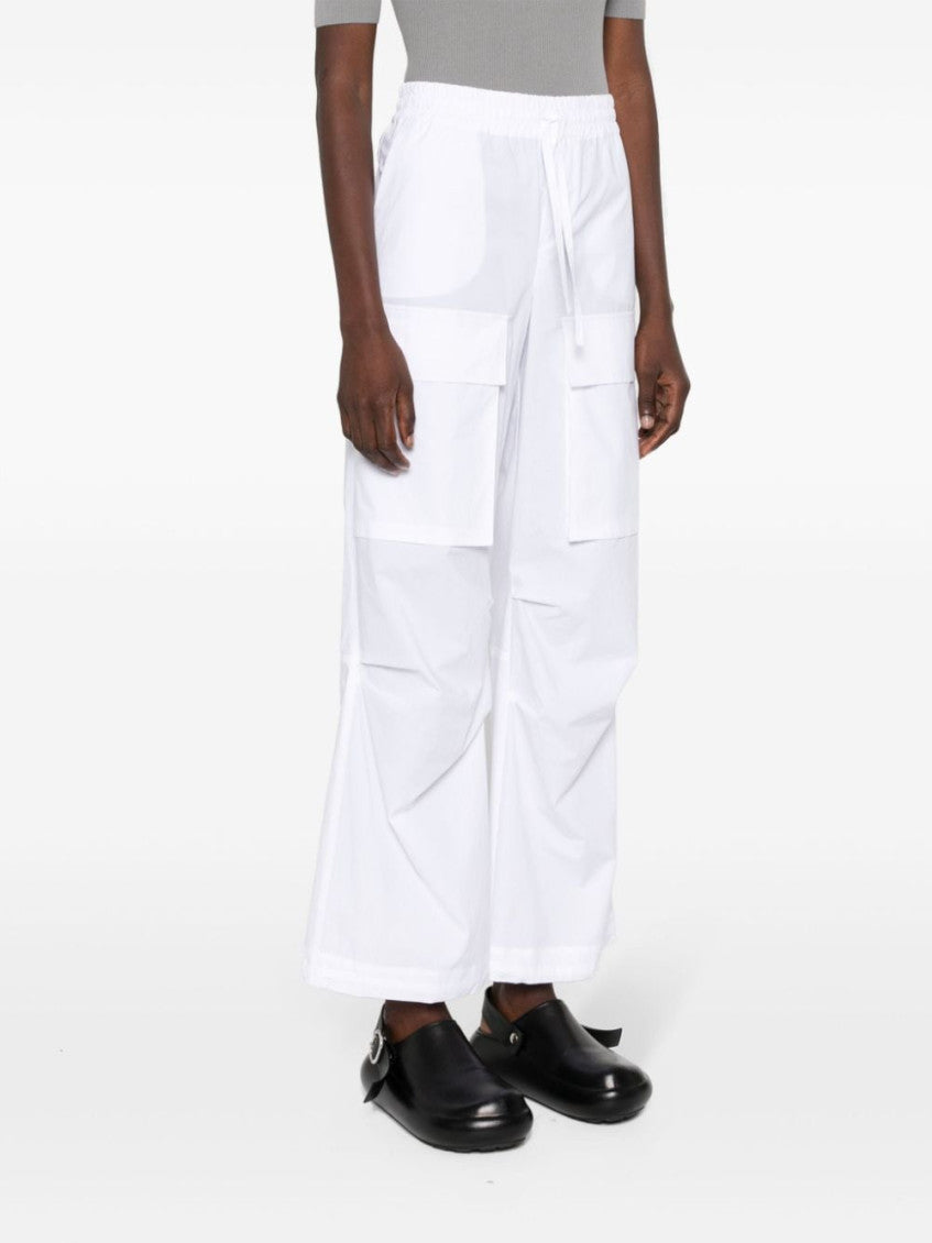 White straight-leg cotton cargo trouser 4