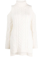 White Cold-shoulder Cable-knit Jumper 1