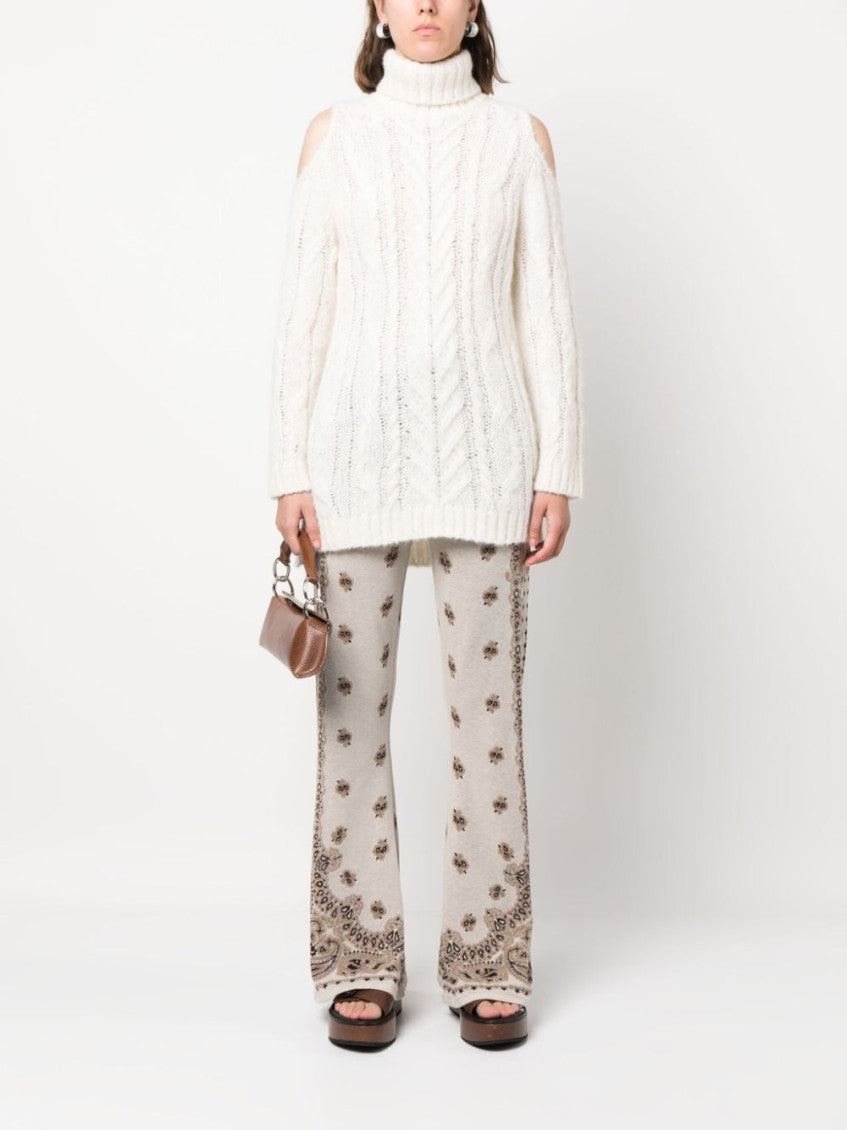 White Cold-shoulder Cable-knit Jumper 2