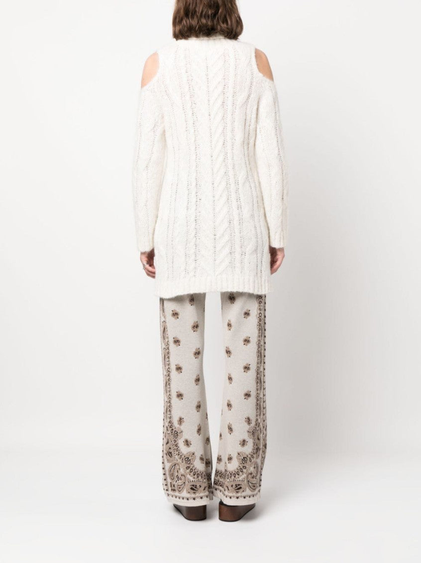 White Cold-shoulder Cable-knit Jumper 3