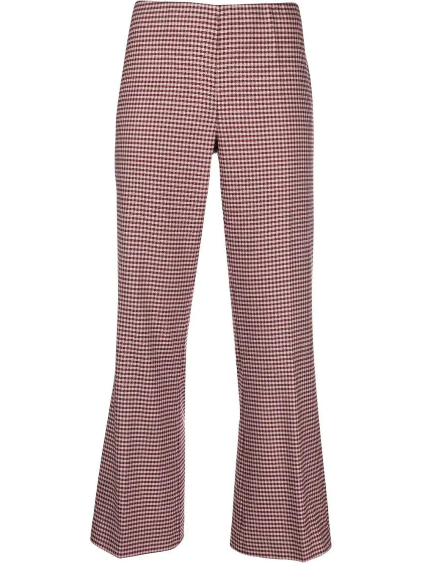 Pink Houndstooth Flared Trousers 1