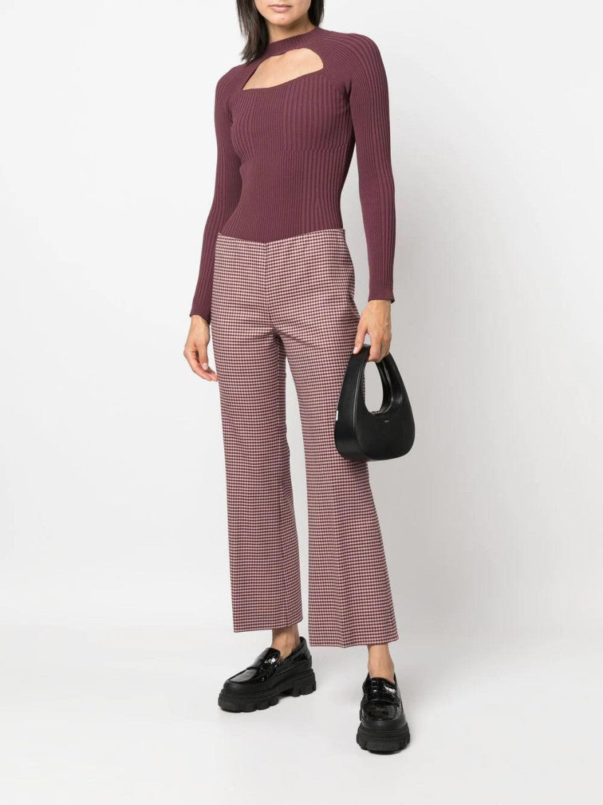 Pink Houndstooth Flared Trousers 2