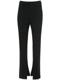 Black front-slit straight-leg trousers 1