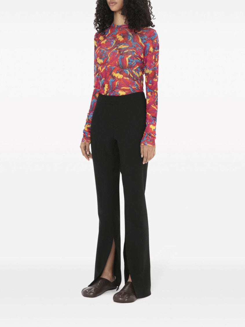 Black front-slit straight-leg trousers 2