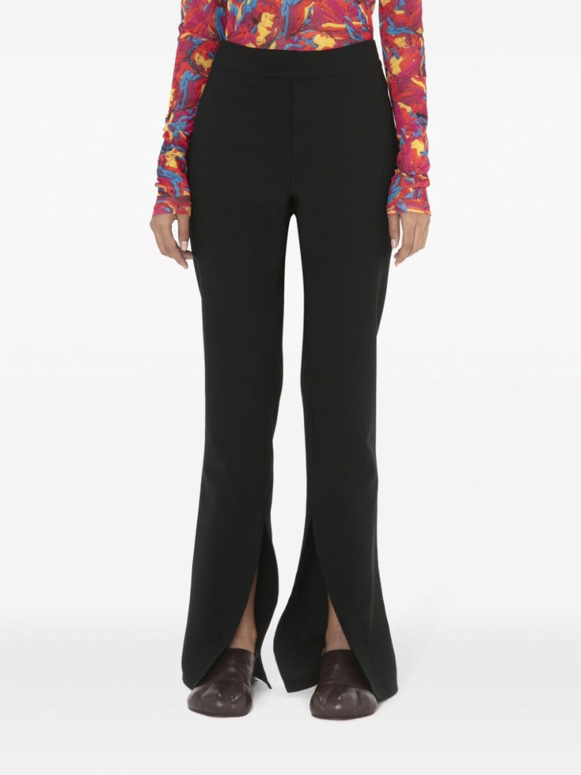 Black front-slit straight-leg trousers 3