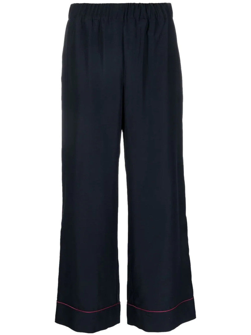 Navy Blue Straight-leg Cropped Trousers 1
