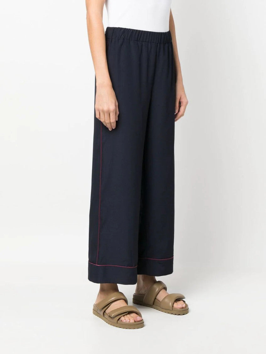 Navy Blue Straight-leg Cropped Trousers 3