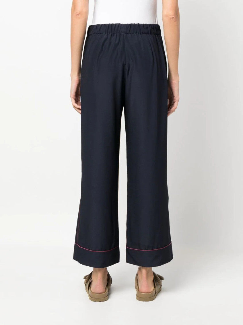 Navy Blue Straight-leg Cropped Trousers 4