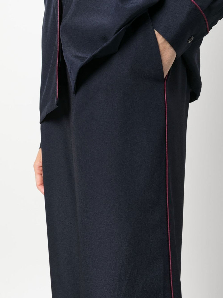 Navy Blue Straight-leg Cropped Trousers 5
