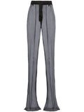 Black semi-sheer flared trousers 1