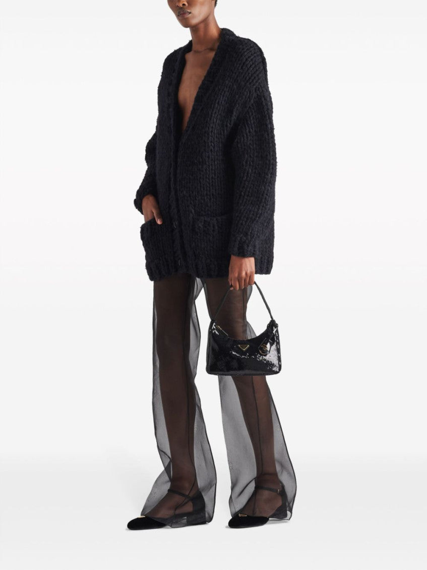 Black semi-sheer flared trousers 2