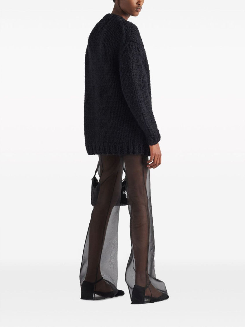 Black semi-sheer flared trousers 3