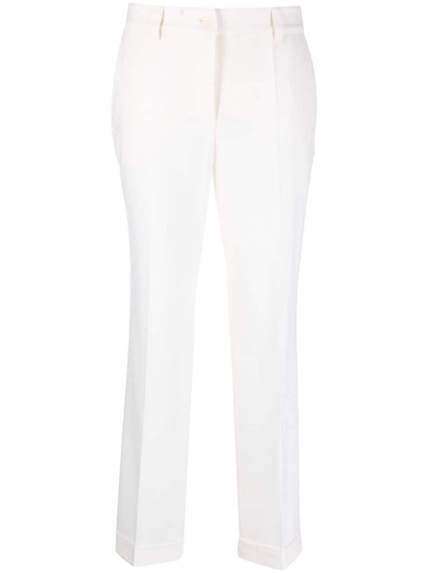 White High-waist Tailored Cropped Trousers 1
