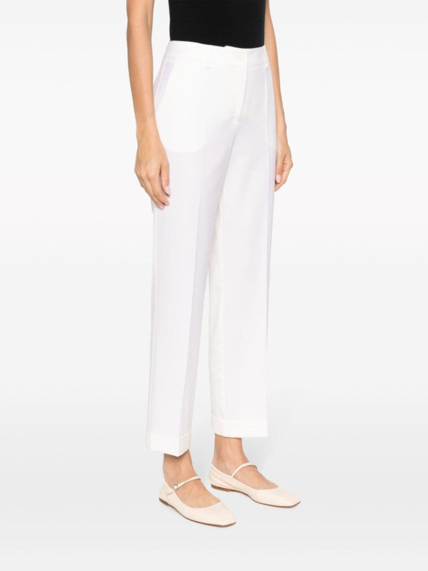 White High-waist Tailored Cropped Trousers 3