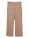 Brown Wide Leg Curved Cotton Trouser 1