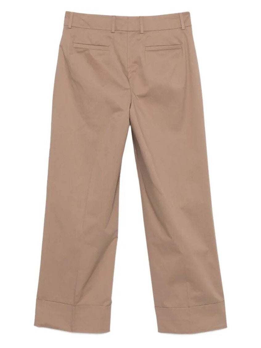 Brown Wide Leg Curved Cotton Trouser 2