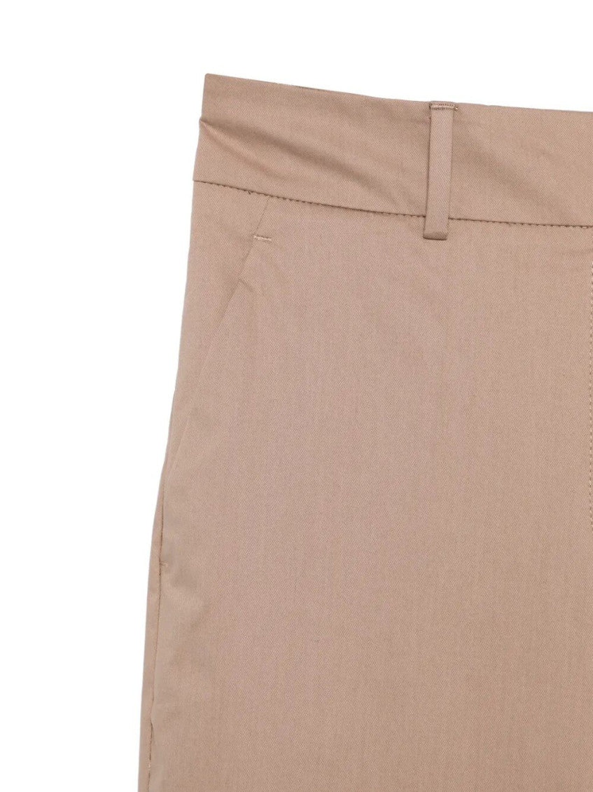 Brown Wide Leg Curved Cotton Trouser 3