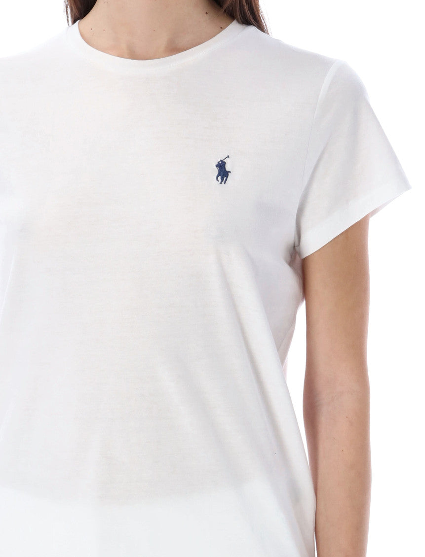 White Round Neck Logo T-Shirt 3
