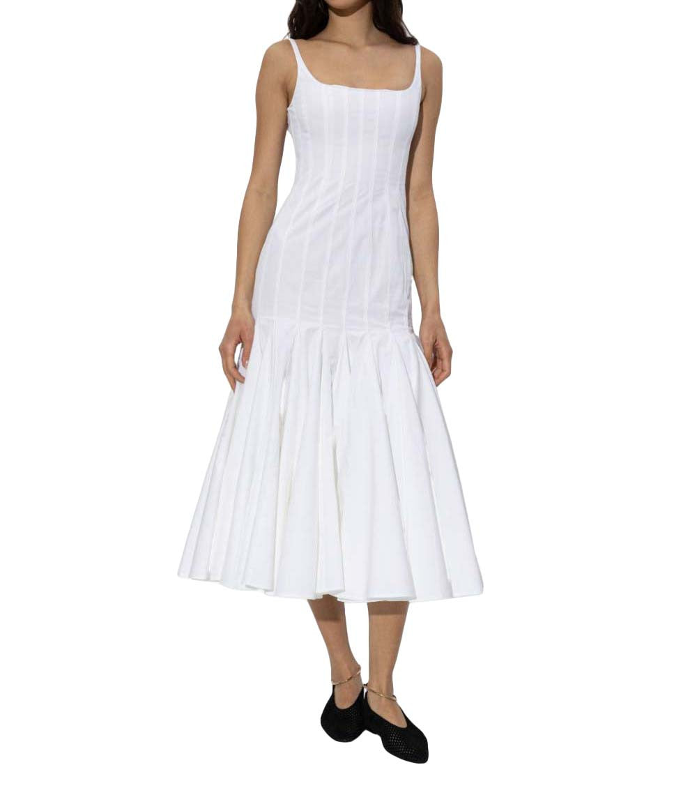 White Square Neck Midi Dress 2