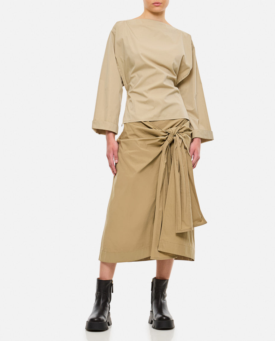 Beige COTTON SKIRT W/KNOT 2
