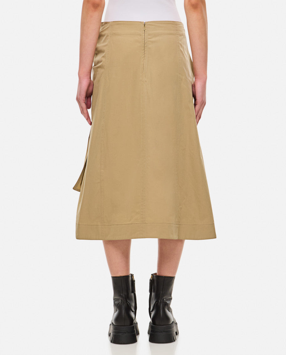 Beige COTTON SKIRT W/KNOT 3