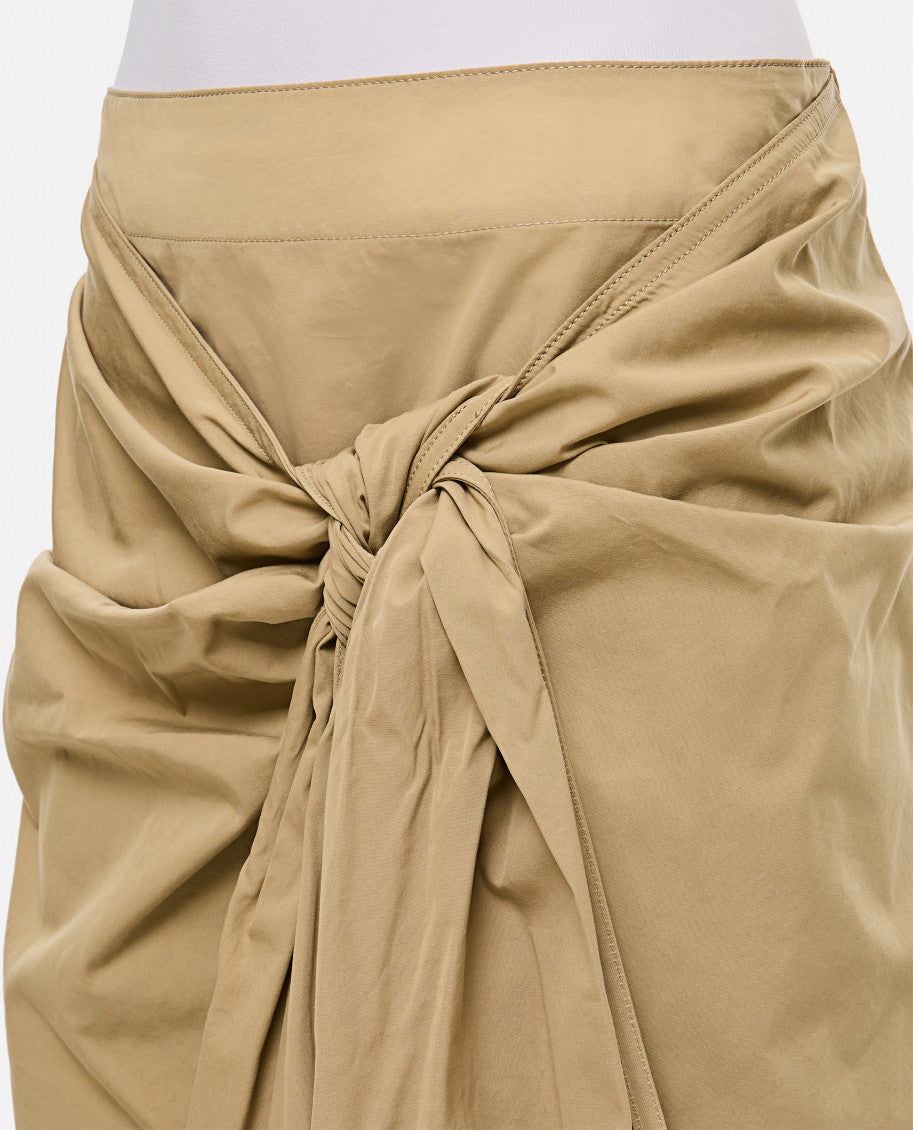 Beige COTTON SKIRT W/KNOT 4