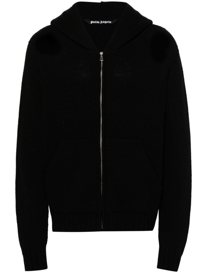 Black Logo wool blend hooded sweater 1