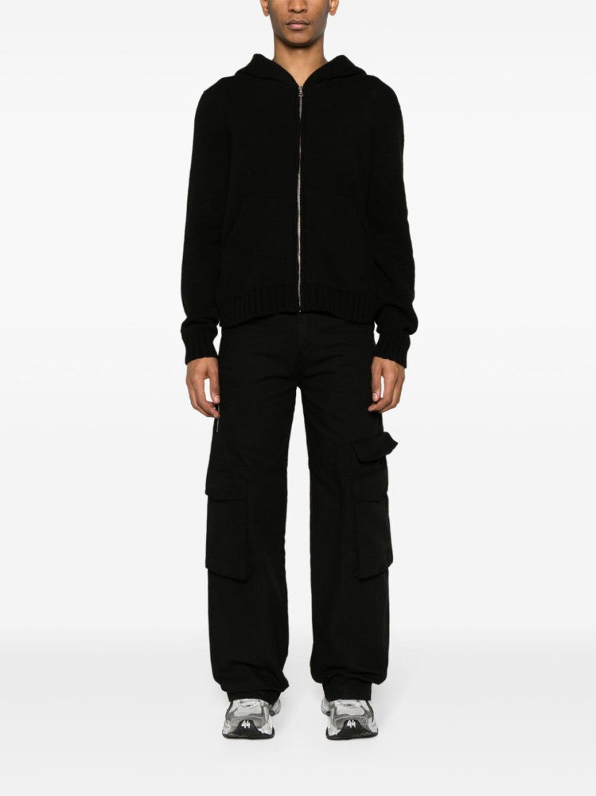 Black Logo wool blend hooded sweater 2
