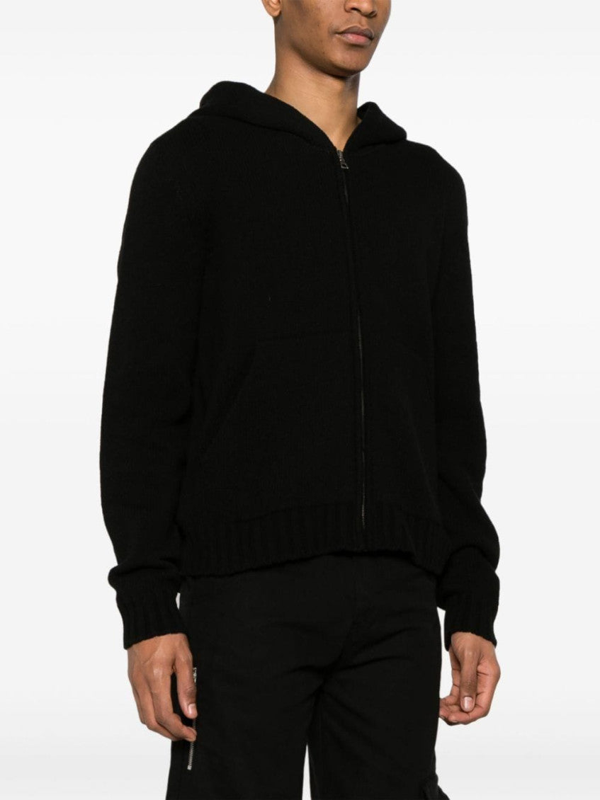 Black Logo wool blend hooded sweater 3