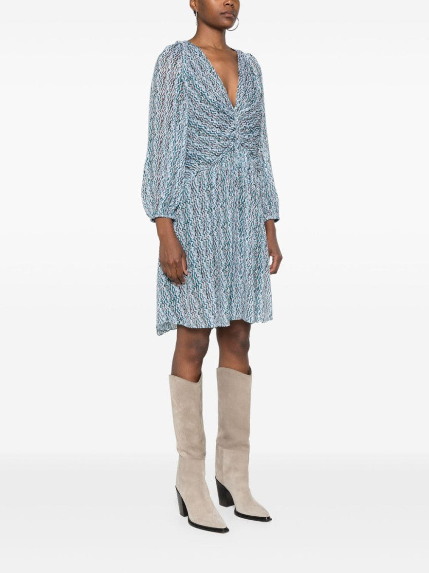 Sky Blue Ruline Short Dress 4