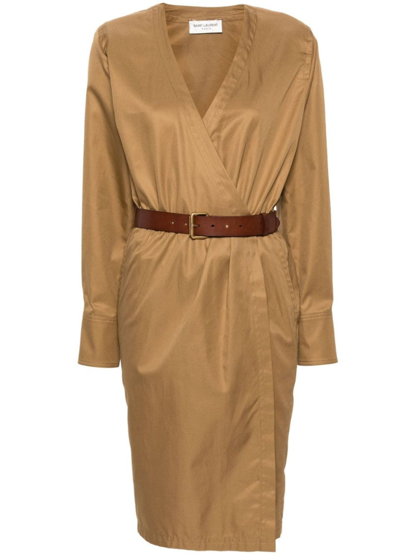 Brown Cotton Twill Midi Dress 1