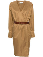 Brown Cotton Twill Midi Dress 1