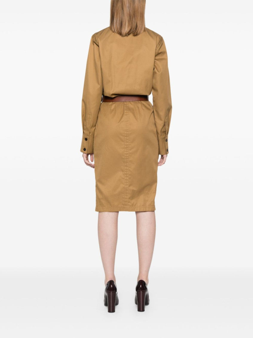 Brown Cotton Twill Midi Dress 2