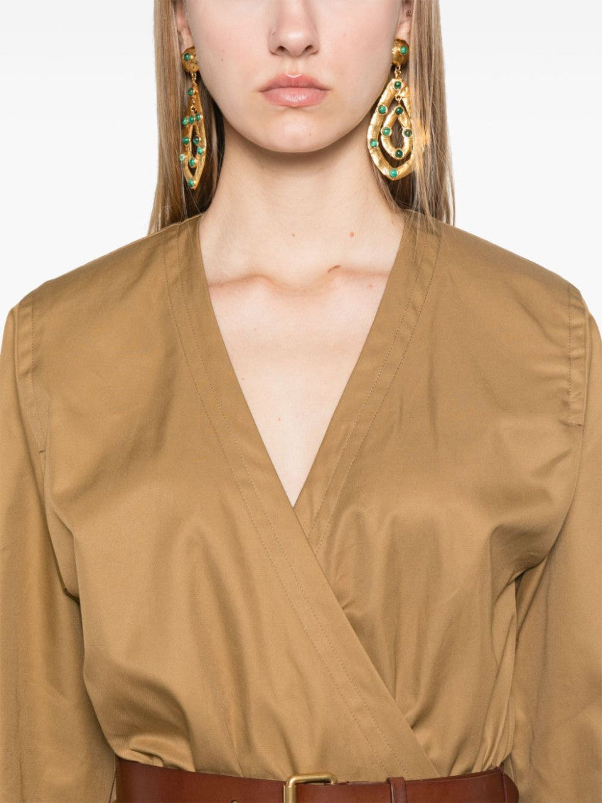 Brown Cotton Twill Midi Dress 3