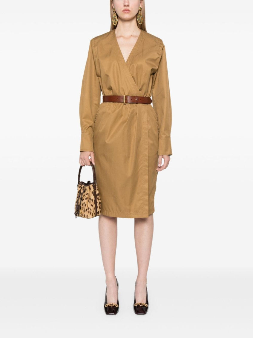 Brown Cotton Twill Midi Dress 5