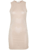 Beige Stretch tulle short dress 1
