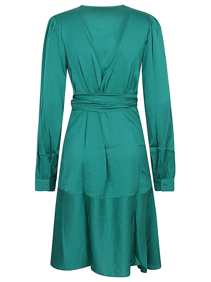 Green Ananda silk short dress 2