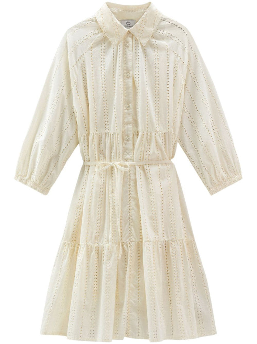 White Embroidery Cotton Shirtdress 1