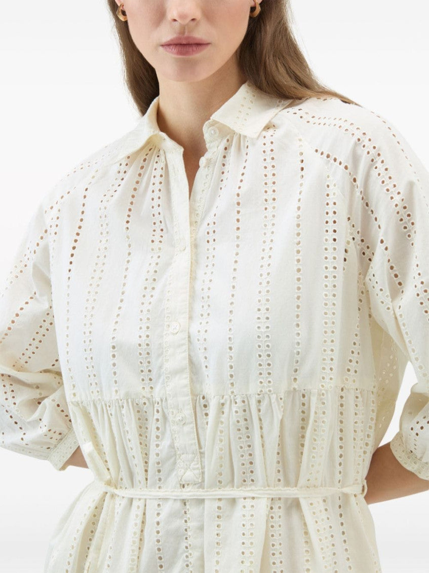 White Embroidery Cotton Shirtdress 2
