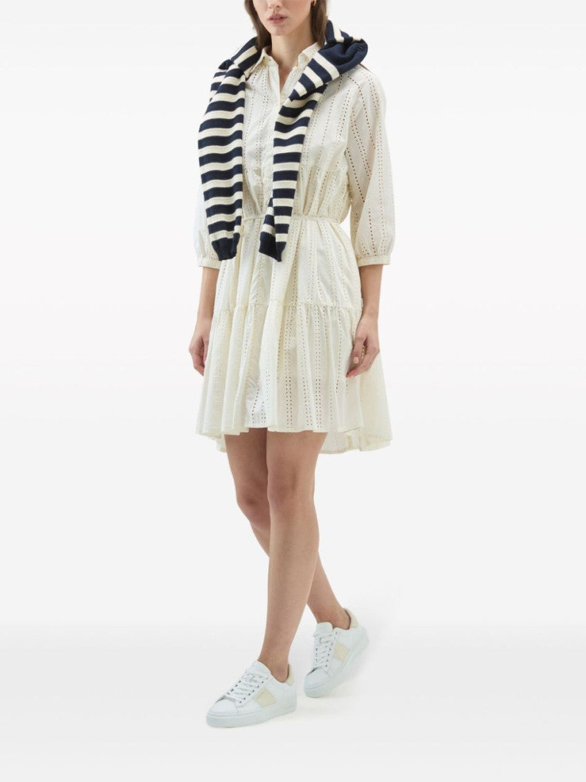 White Embroidery Cotton Shirtdress 5