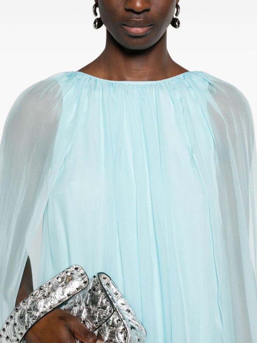 Sky Blue Silk midi dress 4