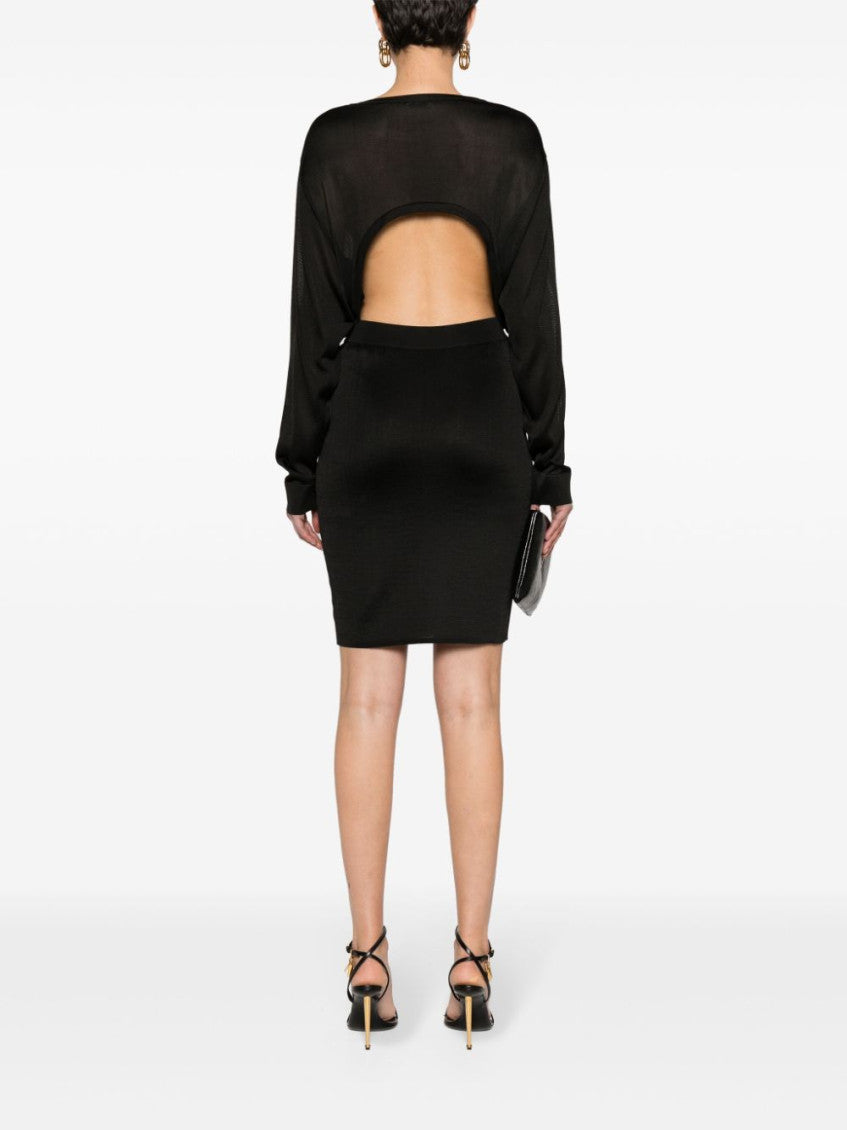 Black Open-back Knitted Dress 4