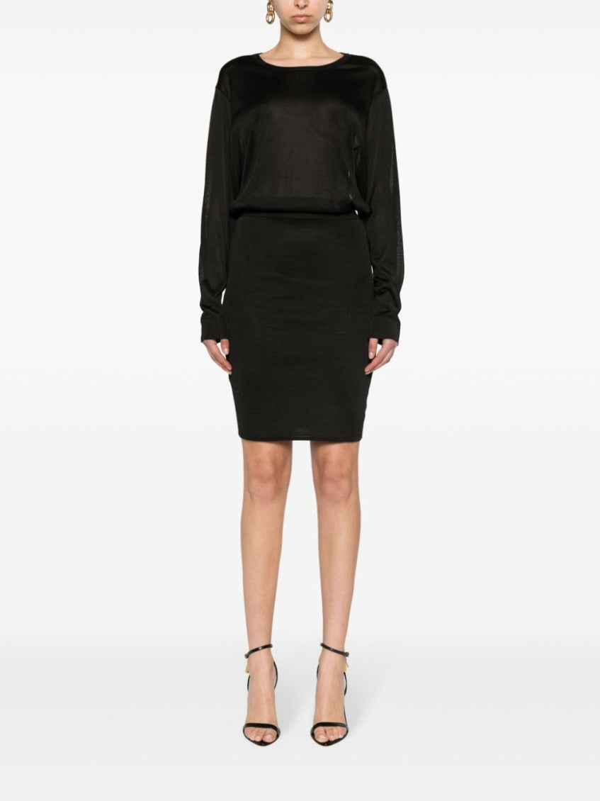 Black Open-back Knitted Dress 5